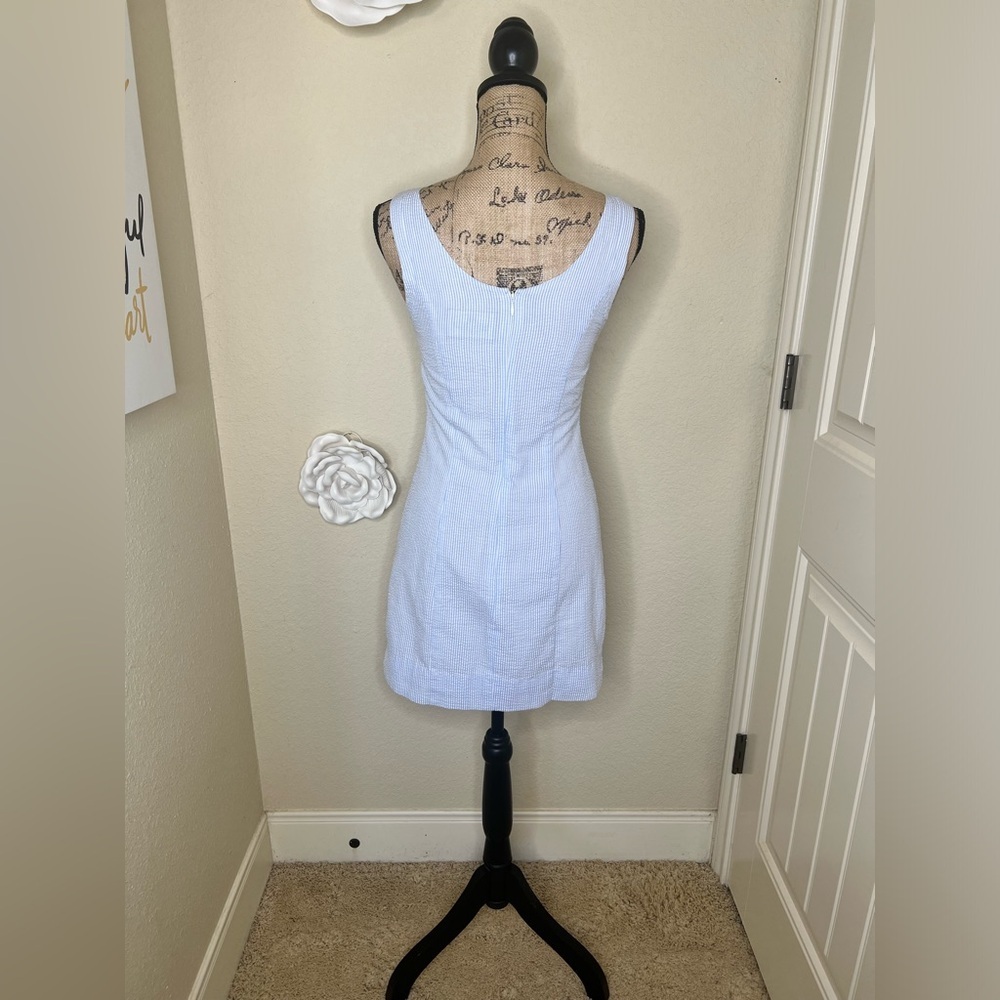 NTM: Lauren James Light Blue & White with Ruffles Seersucker Bailey Dress Sz XS - Picture 8 of 16